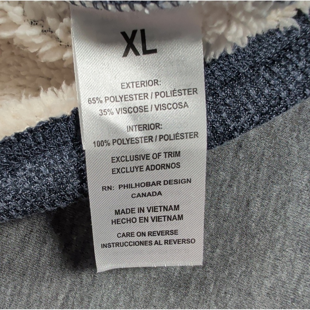 BC Clothing Heritage Mens XL Navy Blue Waffle Knit Sherpa Lined Crew Neck EUC - Picture 7 of 8